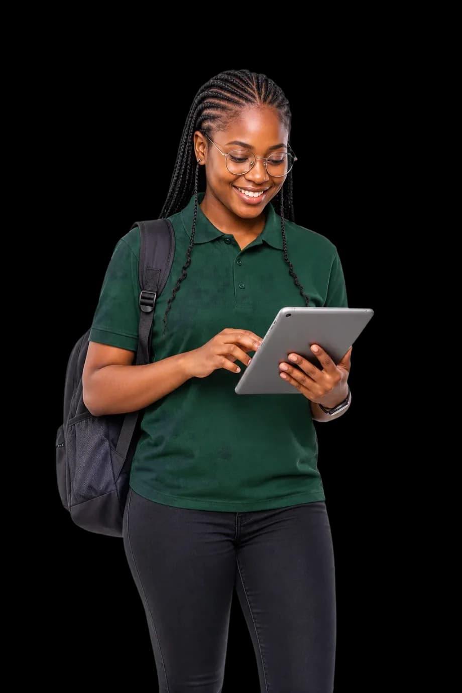 Nigerian university student using a tablet